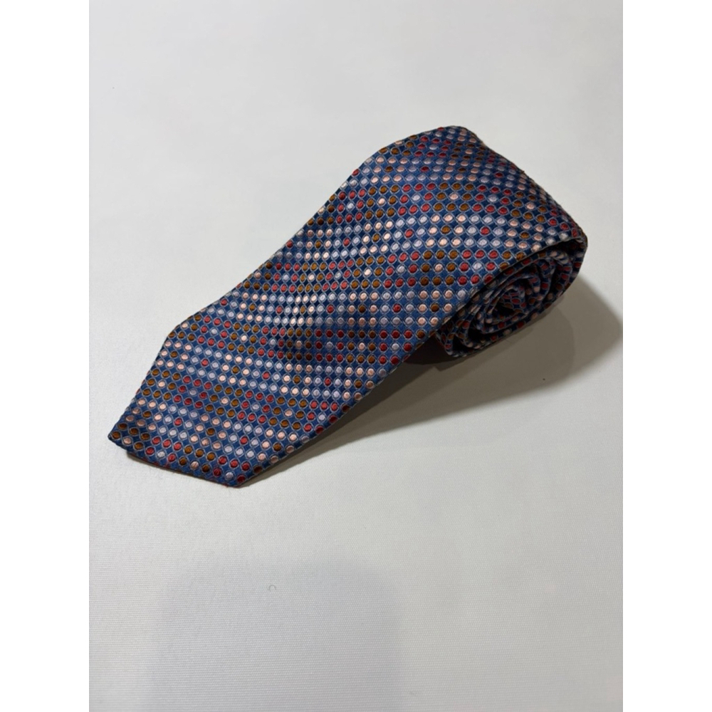 Ted Baker London Silk Tie Blue Multicolor Polka Dot Pattern Hand Tailored
